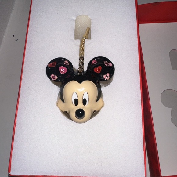 DISNEY x Baublebar Mickey Mouse Bag Charm Key Chain Hearts Rhinestones NEW - Picture 2 of 4